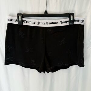 Y2K‎ Juicy Couture Black Velour Logo Pajama Sleep Shorts Large Soft Comfy Preppy